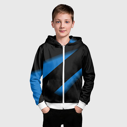 Детская толстовка на молнии Color blue black line / 3D-Белый – фото 3