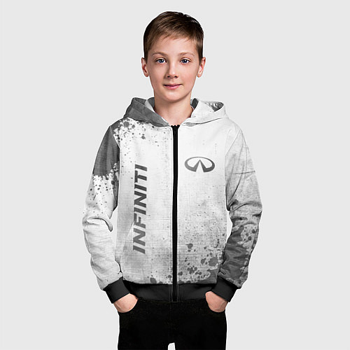 Детская толстовка на молнии Infiniti - white gradient вертикально / 3D-Черный – фото 3