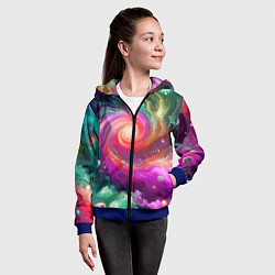 Толстовка на молнии детская Космическая неоновая фантазия - нейроарт, цвет: 3D-синий — фото 2