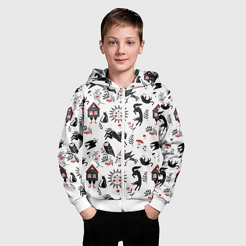Детская толстовка на молнии Русские сказки / 3D-Белый – фото 3