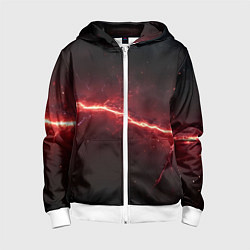 Толстовка на молнии детская Красная линия - молния, цвет: 3D-белый