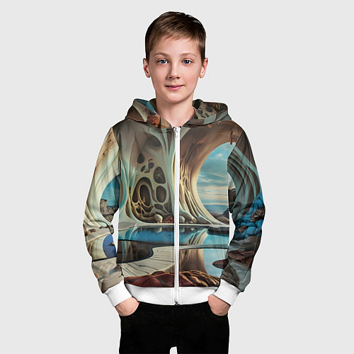 Детская толстовка на молнии Современная пещера / 3D-Белый – фото 3