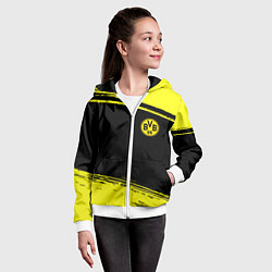 Толстовка на молнии детская Borussia жёлтые полосы, цвет: 3D-белый — фото 2