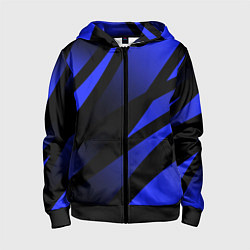 Толстовка на молнии детская Чёрный с синий абстрактные полосы, цвет: 3D-черный