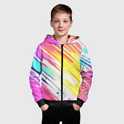 Толстовка на молнии детская Брызги краски на белом фоне, цвет: 3D-черный — фото 2