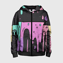 Толстовка на молнии детская Стекающая краска текстура, цвет: 3D-черный