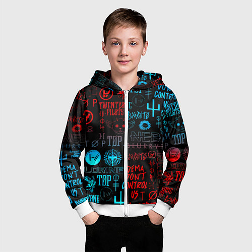Детская толстовка на молнии Twenty one pilots rock pattern / 3D-Белый – фото 3