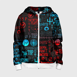 Толстовка на молнии детская Twenty one pilots rock pattern, цвет: 3D-белый