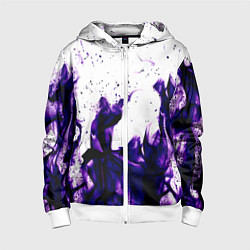 Толстовка на молнии детская Фиолетовый огонь текстура, цвет: 3D-белый