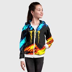 Толстовка на молнии детская Monster energy текстура огненная, цвет: 3D-белый — фото 2