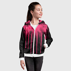 Толстовка на молнии детская Розовые брызги и краска на черном, цвет: 3D-белый — фото 2