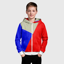 Толстовка на молнии детская Серо-сине-красный трёхцветный, цвет: 3D-белый — фото 2