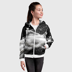 Толстовка на молнии детская Белая текстура на черном фоне, цвет: 3D-белый — фото 2