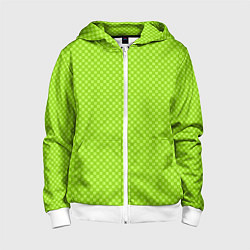 Толстовка на молнии детская Салатовый паттерн в мелкий квадратик, цвет: 3D-белый