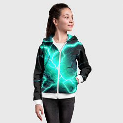 Толстовка на молнии детская Color light blue black, цвет: 3D-белый — фото 2