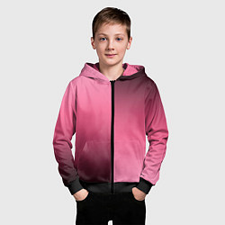 Толстовка на молнии детская Розовый с затемнением градиент пополам, цвет: 3D-черный — фото 2