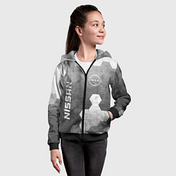 Толстовка на молнии детская Nissan - grey gradient вертикально, цвет: 3D-черный — фото 2