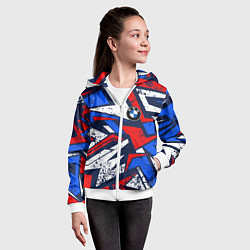 Толстовка на молнии детская BMW - m colors, цвет: 3D-белый — фото 2