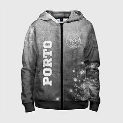 Толстовка на молнии детская Porto - grey gradient вертикально, цвет: 3D-черный