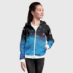 Толстовка на молнии детская Синяя текстура из блестящих звездочек, цвет: 3D-белый — фото 2