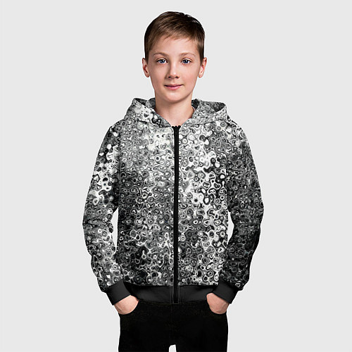 Детская толстовка на молнии Чёрно-белый абстрактная текстура / 3D-Черный – фото 3