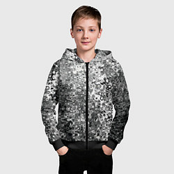 Толстовка на молнии детская Чёрно-белый абстрактная текстура, цвет: 3D-черный — фото 2
