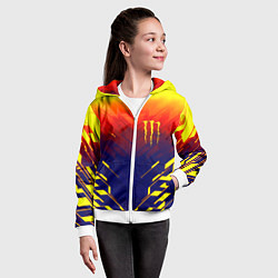 Толстовка на молнии детская Monster energy geometry yellow, цвет: 3D-белый — фото 2