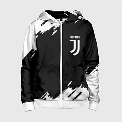 Толстовка на молнии детская Juventus краски штрихи, цвет: 3D-белый