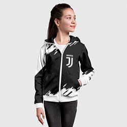 Толстовка на молнии детская Juventus краски штрихи, цвет: 3D-белый — фото 2