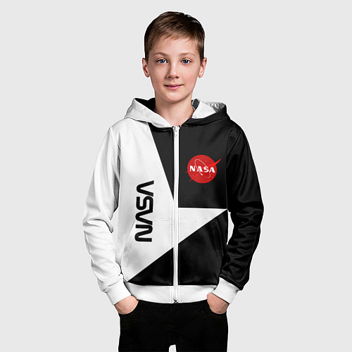 Детская толстовка на молнии Nasa текстура геометрия / 3D-Белый – фото 3