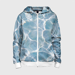 Толстовка на молнии детская Лазурная водная гладь текстура, цвет: 3D-белый