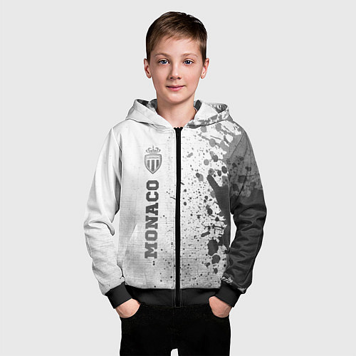 Детская толстовка на молнии Monaco - white gradient по-вертикали / 3D-Черный – фото 3
