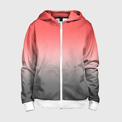Толстовка на молнии детская Бледный красно-серый градиент, цвет: 3D-белый
