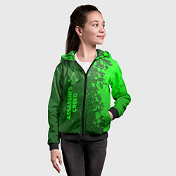 Толстовка на молнии детская Assassins Creed - green gradient по-вертикали, цвет: 3D-черный — фото 2