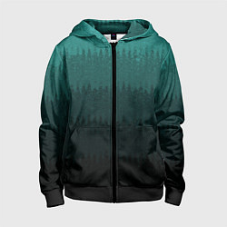 Толстовка на молнии детская Тёмный бирюзовый градиент текстурный полосы, цвет: 3D-черный