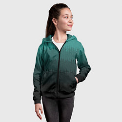 Толстовка на молнии детская Тёмный бирюзовый градиент текстурный полосы, цвет: 3D-черный — фото 2