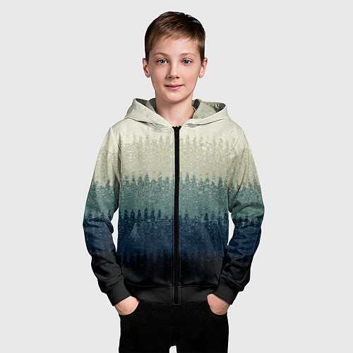 Детская толстовка на молнии Серо-синий градиент текстурированные полосы / 3D-Черный – фото 3