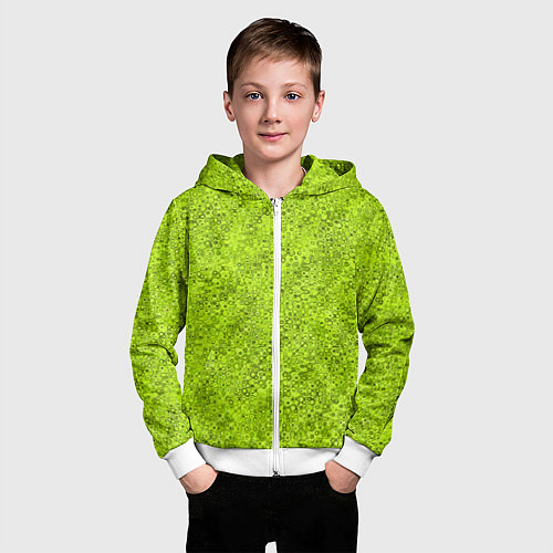 Детская толстовка на молнии Салатовый текстурированный / 3D-Белый – фото 3