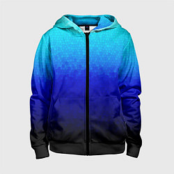 Толстовка на молнии детская Градиент мозаика из голубого в чёрный, цвет: 3D-черный