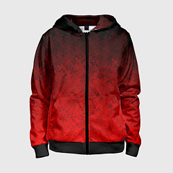 Толстовка на молнии детская Чёрно-красный текстурный градиент, цвет: 3D-черный