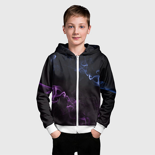 Детская толстовка на молнии Color black blue pink / 3D-Белый – фото 3
