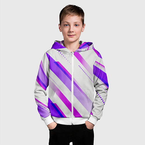 Детская толстовка на молнии Color white pink / 3D-Белый – фото 3