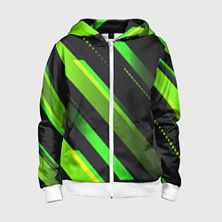Толстовка на молнии детская Color black green, цвет: 3D-белый