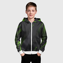 Толстовка на молнии детская Color black green, цвет: 3D-белый — фото 2