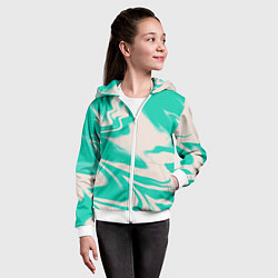 Толстовка на молнии детская Color white turquoise, цвет: 3D-белый — фото 2