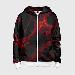 Толстовка на молнии детская Черно-красная размытая абстракция, цвет: 3D-белый