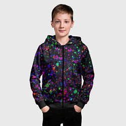 Толстовка на молнии детская Чёрный с разноцветными брызгами, цвет: 3D-черный — фото 2
