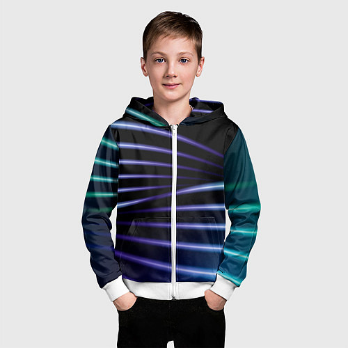 Детская толстовка на молнии Color black blue / 3D-Белый – фото 3