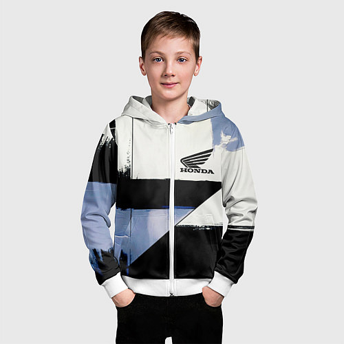 Детская толстовка на молнии Honda логотип / 3D-Белый – фото 3