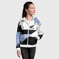 Толстовка на молнии детская Honda логотип, цвет: 3D-белый — фото 2